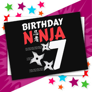 Carte Postale Fête d'anniversaire de ninja de 7 ans Stars Enfant