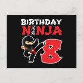 Carte Postale Fête d'anniversaire de ninja de karaté de 8 ans En (Devant)
