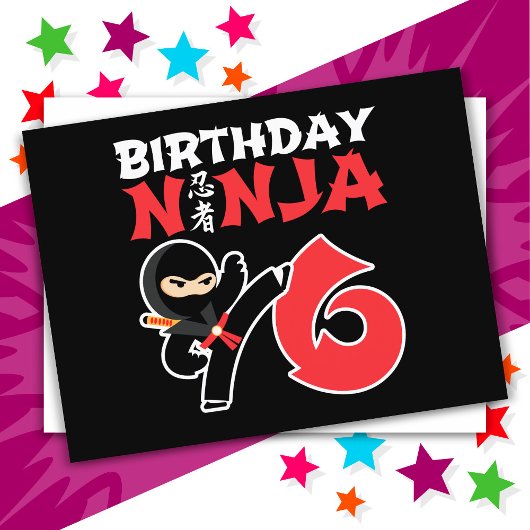 Carte Postale Fête d'anniversaire de ninja de karaté pour enfant