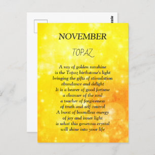Carte Postale Fête d'anniversaire de novembre Topaz 