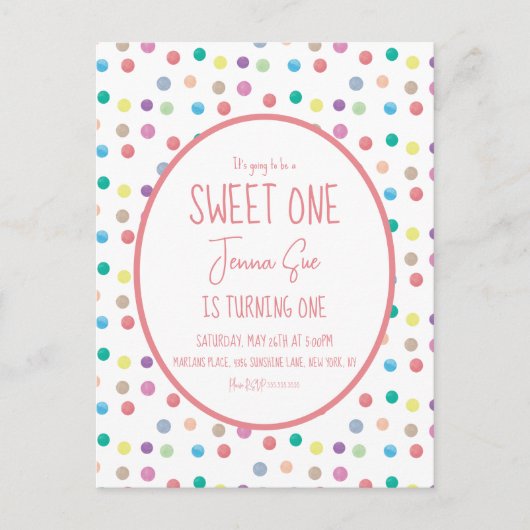 Carte Postale Fête d'anniversaire de premier anniversaire à poin (Devant)