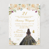 Carte Postale Fête d'anniversaire de princesse à la peau foncée  (Devant)