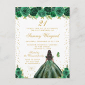 Carte Postale Fête d'anniversaire de princesse à peau foncée aux (Devant)