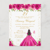 Carte Postale Fête d'anniversaire de princesse à peau foncée et  (Devant)