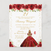 Carte Postale Fête d'anniversaire de princesse aux cheveux blond (Devant)