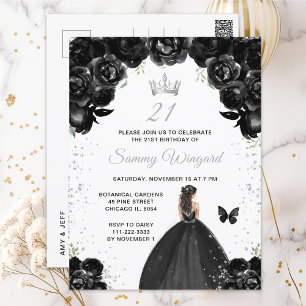 Carte Postale Fête d'anniversaire de princesse aux cheveux bruns
