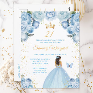 Carte Postale Fête d'anniversaire de princesse aux cheveux bruns