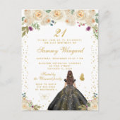 Carte Postale Fête d'anniversaire de princesse aux cheveux bruns (Devant)