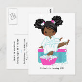 Carte Postale Fête d'anniversaire de pyjama au spa pour fille af (Devant / Derrière)