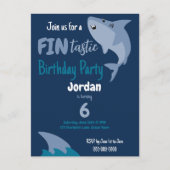 Carte Postale Fête d'anniversaire de requin Fin-tastic Enfants s (Devant)