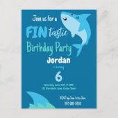 Carte Postale Fête d'anniversaire de requin fin-tastique pour en (Devant)