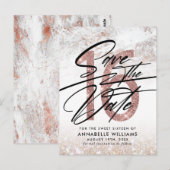 Carte Postale Fête d'anniversaire des 16 ans Rose Gold Marble Sa (Devant / Derrière)