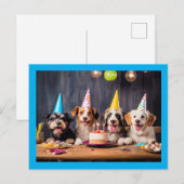 Carte Postale Fête d'anniversaire des chiens (Devant / Derrière)