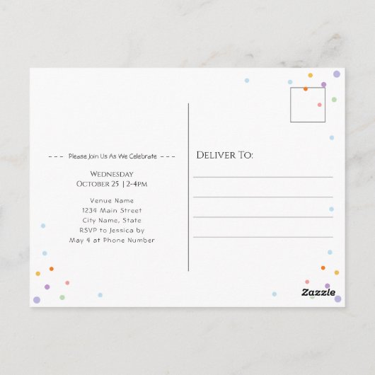 Carte Postale Fête d'anniversaire des enfants arc-en-ciel Wild O (Dos)