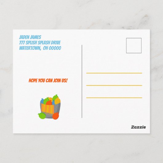 Carte Postale Fête d'anniversaire d'été pour enfants Piscine à b (Dos)