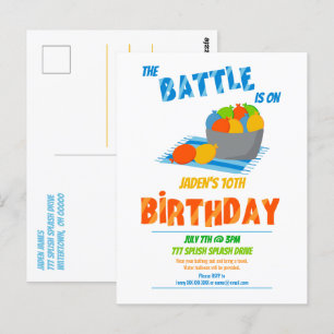 Carte Postale Fête d'anniversaire d'été pour enfants piscine bal