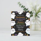 Carte Postale Fête d'anniversaire d'Halloween de fantômes mignon (Debout devant)