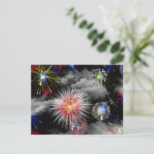 Carte Postale Fête d'anniversaire du 4 juillet avec feux d'artif (Debout devant)