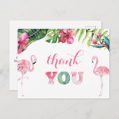 Carte Postale Fête d'anniversaire du Flamant Tropical Merci (Devant / Derrière)