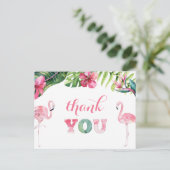 Carte Postale Fête d'anniversaire du Flamant Tropical Merci (Debout devant)