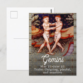 Carte Postale Fête d'anniversaire du signe du zodiaque Gémeaux l