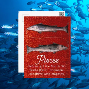 Carte Postale Fête d'anniversaire du signe du zodiaque Poissons