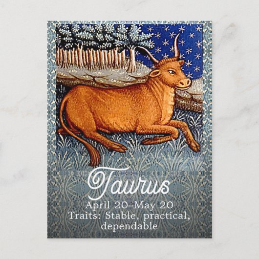 Carte Postale Fête d'anniversaire du signe du zodiaque Taureau (Devant)