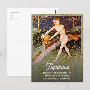 Carte Postale Fête d'anniversaire du signe du zodiaque Verseau P