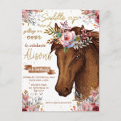 Carte Postale Fête d'anniversaire Editable Horse Cowgirl (Devant)