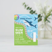 Carte Postale Fête d'anniversaire estivale à thème requin au bor (Debout devant)