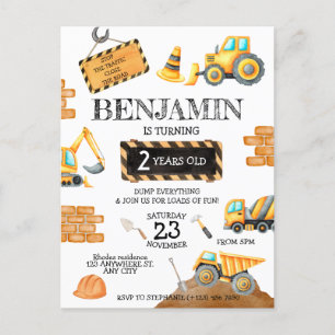 Carte Postale Fête d'anniversaire Garçon Anniversaire Constructi