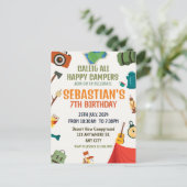 Carte Postale Fête d'anniversaire garçon aventure camping plein (Debout devant)