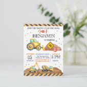 Carte Postale Fête d'anniversaire garçon mignon véhicules de con (Debout devant)