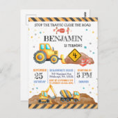 Carte Postale Fête d'anniversaire garçon mignon véhicules de con (Devant / Derrière)