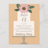 Carte Postale Fête d'anniversaire gâteau floral rose  (Devant)