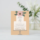 Carte Postale Fête d'anniversaire gâteau floral rose  (Debout devant)