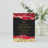 Carte Postale Fête d'anniversaire Glamour Larmes Rouge et Or (Debout devant)