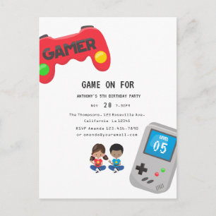 Carte Postale Fête d'anniversaire jeux vidéo