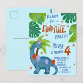 Carte Postale Fête d'anniversaire mignonne aquarelle dinosaure (Devant / Derrière)