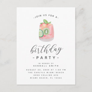 Carte Postale Fête d'anniversaire minimaliste au cocktail aquare
