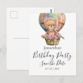 Carte Postale Fête d'anniversaire Ours en peluche, Sauvegarder l (Devant / Derrière)