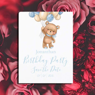 Carte Postale Fête d'anniversaire Ourson Bleu garçon Enregistrer