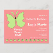 Carte Postale Fête d'anniversaire papillon de sept ans (Devant)