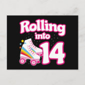 Carte Postale Fête d'anniversaire patin à roulettes 14 ans (Devant)