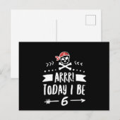 Carte Postale Fête d'anniversaire pirate 6 ans Arrr aujourd'hui  (Devant / Derrière)