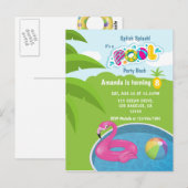 Carte Postale Fête d'anniversaire piscine avec floatie flamant r (Devant / Derrière)