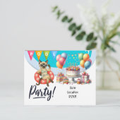 Carte Postale Fête d'anniversaire Piscine pour Chat pour les amo (Debout devant)