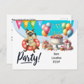 Carte Postale Fête d'anniversaire Piscine pour Chat pour les amo (Devant / Derrière)