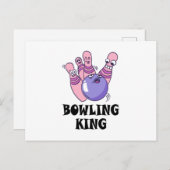Carte Postale Fête d'anniversaire pour enfants Bowling King (Devant / Derrière)