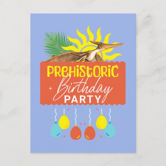 Carte Postale Fête d'anniversaire préhistorique Ptérodactyle (Devant)